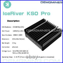 IceRiver KS0 Pro KAS Miner 200G 100W Kaspa Mining with PSU & Cord Ready Stock