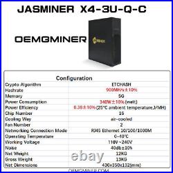 Jasminer X4-C 900M/s 340W ETHW ETC CLO Miner 99% New Low Power Quiet Server