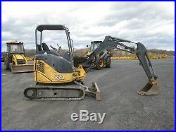 John Deere 27D Mini Excavator Used Yanmar Diesel Rubber Tracks Canopy Blade