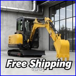 Kubota 3.5T Mini Excavator With Enclosed Cab AC V1505 Diesel 25HP 7700lbs