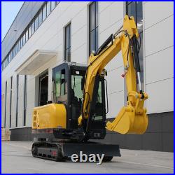 Kubota 3.5T Mini Excavator With Enclosed Cab AC V1505 Diesel 25HP 7700lbs