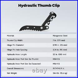L-Shaped Hydraulic Thumb Clip Attachment With Hydraulic Hoses for Mini Excavator