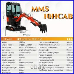 MMS 10HCAB 1 Ton Enclosed Cab Mini Excavator 13.5HP Gasoline Engine Small Digger