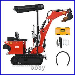 Mini Excavator 0.8 Ton Digger with Hydraulics Canopy & Rubber Tracks for Yards