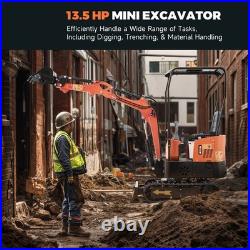 Mini Excavator 1Ton Digger 13.5hp Gas Tracked Crawler B&S EPA Engine Attachment