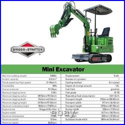 Mini Excavator 1Ton Hydraulic 13.5HP Tracked Crawler Gas Small Digger USA Stock Mini Excavator 1Ton Hydraulic 13.5HP Tracked Crawler Gas Small Digger USA Stock