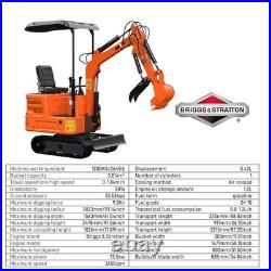 Mini Excavator 1.2Ton Digger 13.5hp Gas Tracked Crawler B&S Engine Free Ship EPA