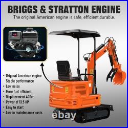Mini Excavator 1.2Ton Digger 13.5hp Gas Tracked Crawler B&S Engine Free Ship EPA