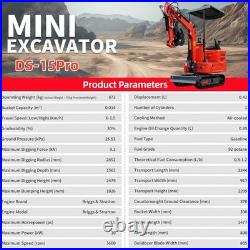 Mini Excavator 1.4Ton Digger 11.4HP Kubota Diesel Pilot System EPA Engine USA