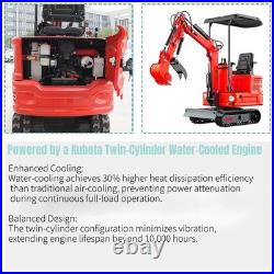 Mini Excavator 1.4Ton Digger 11.5hp Kubota Diesel Pilot System EPA Engine USA +4