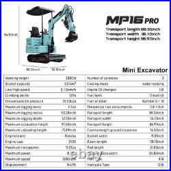 Mini Excavator 1.4Ton Digger Kubota Diesel Engine Tracked Crawler FREE SHIPPING