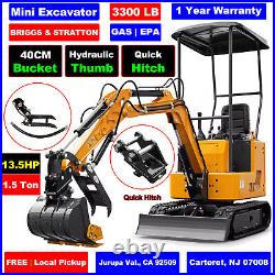 Mini Excavator 1.5Ton Digger 18HP Crawler B&S Gas Engine EPA + Hydraulic + Hitch