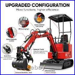 Mini Excavator 1.5 Ton Digger 13.5hp Crawler B&S EPA Gas Hydraulic Thumb 3300LB