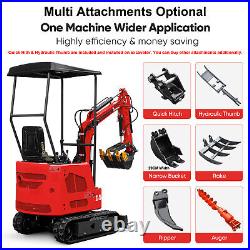 Mini Excavator 1.5 Ton Digger 13.5hp Crawler B&S EPA Gas Hydraulic Thumb 3300LB