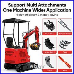 Mini Excavator 1.5 Ton Digger 13.5hp Gas Tracked Crawler B&S EPA Engine With Thumb