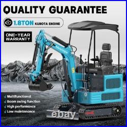 Mini Excavator 1.8Ton Kubota Engine 4000 lbs Crawler Digger Diesel Free Shipping