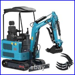 Mini Excavator 1.8 Ton Digger 4000Ibs Diesel Crawler KUBOTA + grabber Free Ship