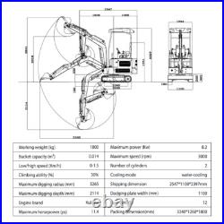 Mini Excavator 1.8 Ton Digger 4000Ibs Diesel Crawler KUBOTA + grabber Free Ship
