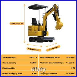Mini Excavator 1 Ton 13.5hp Mini Digger Crawler Track Gas EPA Engine USA Stock