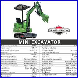 Mini Excavator 1 Ton B&S EPA Gasoline Engine 13.5HP Hydraulic Thumb Clamp USA