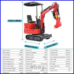 Mini Excavator 1 Ton Digger 11.5hp Diesel Tracked Crawler Kubota EPA Engine USA