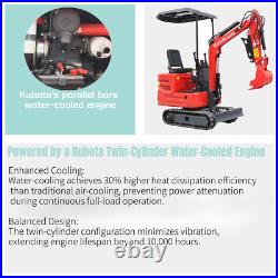 Mini Excavator 1 Ton Digger 11.5hp Diesel Tracked Crawler Kubota EPA Engine USA