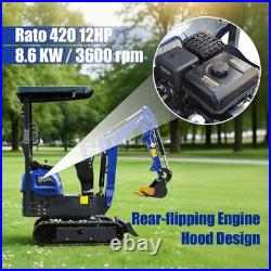Mini Excavator 1 Ton Digger 12hp Gas Tracked Crawler RATO EPA Engine Thumb clip