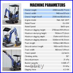Mini Excavator 1 Ton Digger 12hp Gas Tracked Crawler RATO EPA Engine Thumb clip