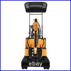 Mini Excavator 1 Ton Mechanical Shovel with 6 Attachments Rubber Tracks & Canopy