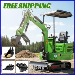 Mini Excavator 1 Ton with Hydraulic Thumb, 3 Attachments, 13.5HP Free Shipping