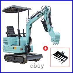 Mini Excavator + 600mm Rake Hydraulic Diggers with Kubota Engine USA Warehouse