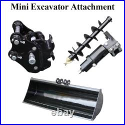 Mini Excavator Attachment Machinical Quick Hitch Auger Plain Bucket US Stock