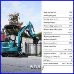Mini Excavator Kubota Engine 1.8 Tons Diesel Hydraulic Thumb Clamp 2025 New