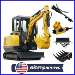 Mini Excavator Kubota Engine 25HP 3.5 ton Digger, Engine V1505, cab, Free shipping