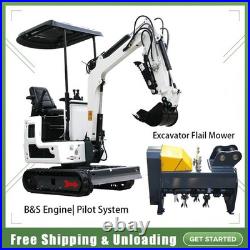 Mini Excavator Pilot System B&S Engine with Excavator Flail Mower Free Shipping