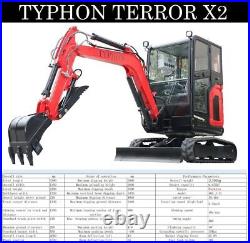 Mini Excavator Trench Digger TYPHON TERROR X2 2.7 Ton EPA Diesel Perkins Engine