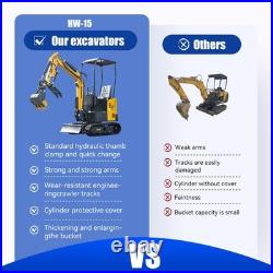 Mini Excavator With Chassis Extension And Boom Swing 15HP Free Shipping