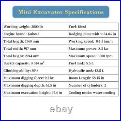 Mini Excavator with Kubota Engine 1.4ton + Rake Quick Change Auger Drill Hammer Mini Excavator with Kubota Engine 1.4ton + Rake Quick Change Auger Drill Hammer
