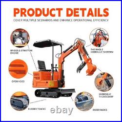 NEW 1 TON Mini Excavator 13.5HP B&S EPA Engine Hydraulic Thumb Free Shipping
