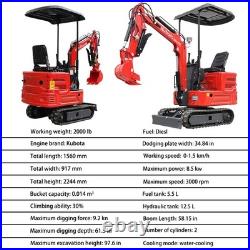 New 1.4Ton Mini Excavator KUBOTA Diesel Engine with Attachments Tracked Diggers