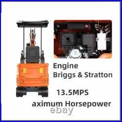 New 1 Ton Mini Excavator Gas B&S EPA Engine 13.5HP USA Free Wooden Crate Package