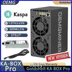New Goldshell KA Box Pro Kaspa Miner 1.6TH/s 600W Home Mining with PSU