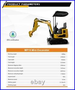 New Mini Excavator Maximum Power 8.2KW 1 Ton Excavator