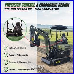 New TYPHON TERROR XX 4000lb Mini Excavator SideSwing Kuobta D902 12 Attachments