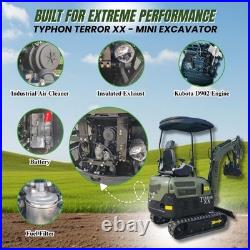 New TYPHON TERROR XX 4000lb Mini Excavator SideSwing Kuobta D902 12 Attachments