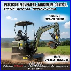 New TYPHON TERROR XX 4000lb Mini Excavator SideSwing Kuobta D902 12 Attachments