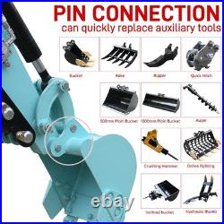 RAKE + Bucket + Kubota Z482 Diesel 1.4TON Mini Excavator Tracked Crawler USA RAKE + Bucket + Kubota Z482 Diesel 1.4TON Mini Excavator Tracked Crawler USA