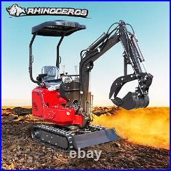 RHINOCEROS Mini Excavator 13.5HP 1 Ton Digger Tracked Crawler with Thumb Holder