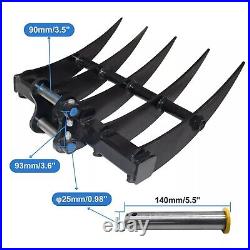 Rake Attachments For 5-Tooth Mini Excavator, Small Digger Hydraulic Tilt Backhoe