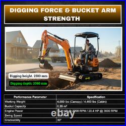 TERROR XVIII 4000lb Mini Excavator 13 Attachment Kubota Boom Swing Pilot Control